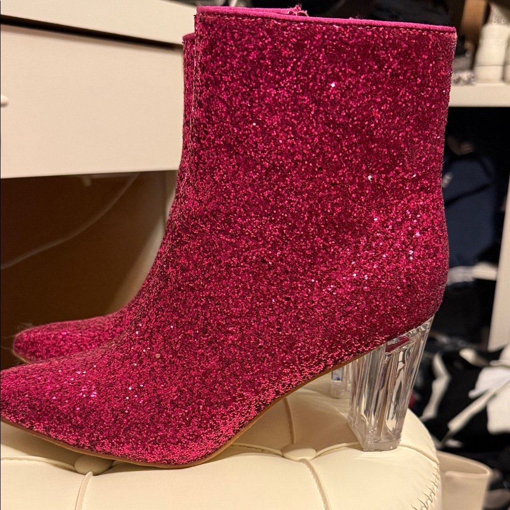 Glittery Pink Ankle Boots